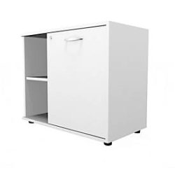 Schäfer Shop Select Sideboard, mit Drehtür, abschliessbar, Spanplatte, B 800 x T 420 x H 663 mm, rechts anstellbar, weiss