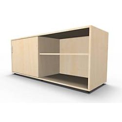 Schäfer Shop Select Sideboard, mit Schiebetür, abschliessbar, Spanplatte, B 1600 x T 500 x H 663 mm, links anstellbar, Ahorn