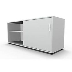 Schäfer Shop Select Sideboard, mit Schiebetür, abschliessbar, Spanplatte, B 1600 x T 500 x H 663 mm, rechts anstellbar, lichtgrau
