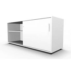 Schäfer Shop Select Sideboard, mit Schiebetür, abschliessbar, Spanplatte, B 1600 x T 500 x H 663 mm, rechts anstellbar, weiss