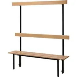 Schäfer Shop Select Sitzbank, für Umkleideräume, mit Rückwand, 5 Doppelhaken, B 995 x T 310 x H 415 mm, schwarz