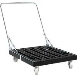 Schäfer Shop Select Transportroller BASICline, bis 500 kg, klappbarer Schiebebügel, L 815 x B 724 x H 192 mm, Recycling-HDPE, schwarz