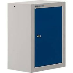 Schäfer Shop Select Wandschrank, eintürig, mit Zwischenboden, B 400 x T 320 x H 600 mm, Stahl, weissaluminium/enzianblau