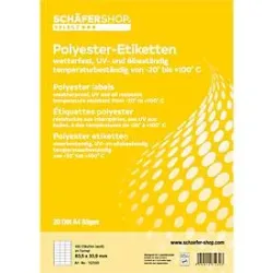 Schäfer Shop Select Wetterfeste Etiketten, 63,5 x 33,9 mm, Polyester weiss, 20 Blatt