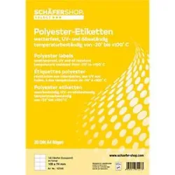 Schäfer Shop Select Wetterfeste Etiketten, 105 x 74 mm, transp. matt, 20 Blatt