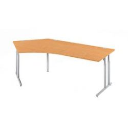 Schäfer Shop Select Winkelschreibtisch COMBITEC, 135° Winkel links, C-Fuss, B 2165 x T 800/800 x H 677-817 mm, Buche/weissalu