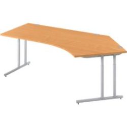 Schäfer Shop Select Winkelschreibtisch COMBITEC, 135° Winkel rechts, C-Fuss, B 2165 x T 800/800 x H 677-817 mm, Buche/weissalu