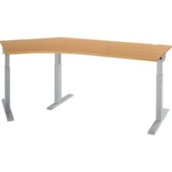 Schäfer Shop Select Winkelschreibtisch ERGO-T 2.0, 135° Winkel, Ansatz links, T-Fuss, B 2165 x T 800 x H 675-895 mm, Buche/weissalu