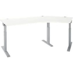 Schäfer Shop Select Winkelschreibtisch ERGO-T 2.0, 135° Winkel, Ansatz rechts, T-Fuss, B 2165 x T 800 x H 675-895 mm, weiss/weissalu