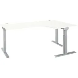 Schäfer Shop Select Winkelschreibtisch ERGO-T 2.0, 90° Winkel, Ansatz rechts, T-Fuss, B 2000 x T 1200/800 x H 675-895 mm, weiss/weissalu