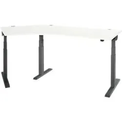 Schäfer Shop Select Winkelschreibtisch ERGO-T 2.0, elektrisch höhenverstellbar, 135° Winkel links, T-Fuss, B 2185 mm, weiss/anthrazit