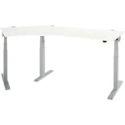 Schäfer Shop Select Winkelschreibtisch ERGO-T 2.0, elektrisch höhenverstellbar, 135° Winkel links, T-Fuss, B 2185 mm, weiss/weissalu