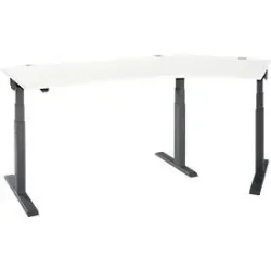 Schäfer Shop Select Winkelschreibtisch ERGO-T 2.0, elektrisch höhenverstellbar, 135° Winkel rechts, T-Fuss, B 2185 mm, weiss/anthrazit