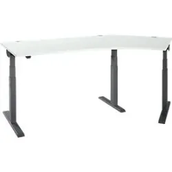 Schäfer Shop Select Winkelschreibtisch ERGO-T 2.0, elektrisch höhenverstellbar, 135° Winkel rechts, T-Fuss, B 2185 mm, lichtgrau/anthrazit