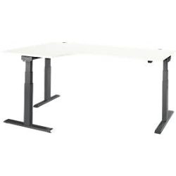 Schäfer Shop Select Winkelschreibtisch ERGO-T 2.0, elektrisch höhenverstellbar, 90° Winkel links, T-Fuss, B 2000 mm, weiss/anthrazit