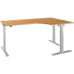 Schäfer Shop Select Winkelschreibtisch ERGO-T 2.0, elektrisch höhenverstellbar, 90° Winkel rechts, T-Fuss, B 2000 mm, Buche/weissalu