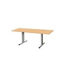 Schäfer Shop Pure Besprechungstisch Planova Basic, Rechteck, T-Fuss, B 1800 x T 800 x H 717 mm, Buche/weissaluminium RAL 9006