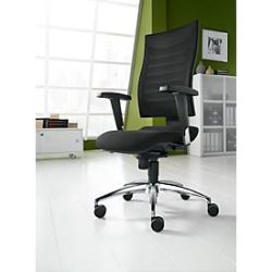 Schäfer Shop Pure Bürostuhl SSI PROLINE S2, Synchronmechanik, ohne Armlehnen, 3D-Netz-Rückenlehne, Bandscheibensitz, schwarz/schwarz