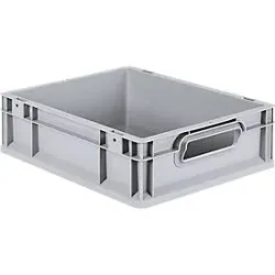 Schäfer Shop Pure Eurobox Serie Economy, Griffe offen, Kunststoff, B 400 x T 300 x H 120 mm, 11 l, grau