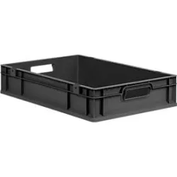 Schäfer Shop Pure Eurobox Serie Economy, Griffe offen, recycelter Kunststoff, B 600 x T 400 x H 120 mm, 23 l, anthrazit