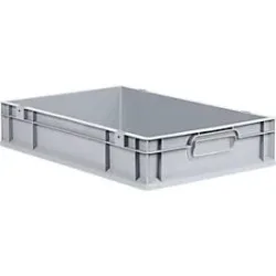 Schäfer Shop Pure Eurobox Serie Economy, Griffe geschlossen, Kunststoff, B 600 x T 400 x H 120 mm, 23 l, grau