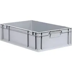 Schäfer Shop Pure Eurobox Serie Economy, Griffe geschlossen, Kunststoff, B 600 x T 400 x H 170 mm, 34 l, grau
