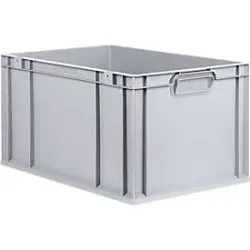 Schäfer Shop Pure Eurobox Serie Economy, Griffe geschlossen, Kunststoff, B 600 x T 400 x H 320 mm, 65 l, grau