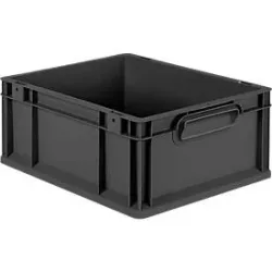 Schäfer Shop Pure Eurobox Serie Economy, Griffe geschlossen, recycelter Kunststoff, B 400 x T 300 x H 170 mm, 16 l, anthrazit