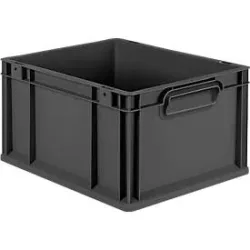 Schäfer Shop Pure Eurobox Serie Economy, Griffe geschlossen, recycelter Kunststoff, B 400 x T 300 x H 220 mm, 20 l, anthrazit