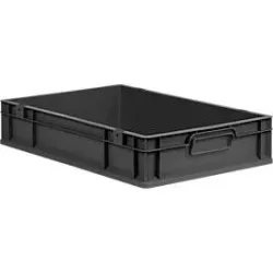 Schäfer Shop Pure Eurobox Serie Economy, Griffe geschlossen, recycelter Kunststoff, B 600 x T 400 x H 120 mm, 23 l, anthrazit