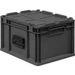 Schäfer Shop Pure Eurokoffer Portable Serie Economy, geschlossen, mit Deckel, Kunststoff, B 400 x T 300 x H 235 mm, 20 l, anthrazit