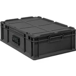 Schäfer Shop Pure Eurokoffer Portable Serie Economy, geschlossen, mit Deckel, Kunststoff, B 600 x T 400 x H 185 mm, 34 l, anthrazit