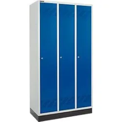 Schäfer Shop Pure Kleiderspind, 3 Abteile, Zylinderschloss, lichtgrau/enzianblau