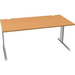 Schäfer Shop Pure Schreibtisch PLANOVA BASIC, Rechteck, C-Fuss, B 1600 x T 800 x H 717 mm, Buche/weissaluminium + Kabelkanal