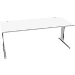 Schäfer Shop Pure Schreibtisch PLANOVA BASIC, Rechteck, C-Fuss, B 1800 x T 800 x H 717 mm, weiss/weissaluminium + Kabelkanal