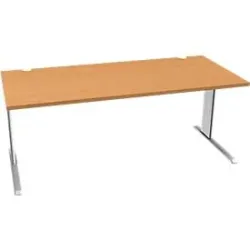 Schäfer Shop Pure Schreibtisch PLANOVA BASIC, Rechteck, C-Fuss, B 1800 x T 800 x H 717 mm, Buche/weiss + Kabelkanal