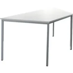 Schäfer Shop Pure Stahlrohrtisch, Trapez, Quadratrohrfuss, B 1600 x T 800 x H 720 mm, weiss/weissaluminium