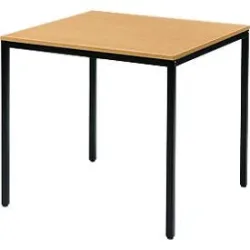 Schäfer Shop Pure Stahlrohrtisch, Quadrat, Quadratrohrfuss, B 800 x T 800 x H 720 mm, Buche/schwarz