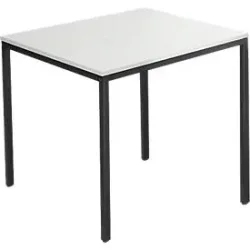 Schäfer Shop Pure Stahlrohrtisch, Quadrat, Quadratrohrfuss, B 800 x T 800 x H 720 mm, lichtgrau/schwarz