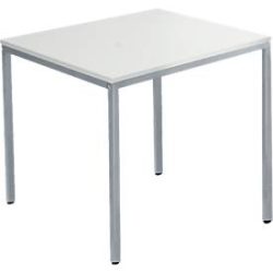 Schäfer Shop Pure Stahlrohrtisch, Rechteck, Quadratrohrfuss, B 800 x T 700 x H 720 mm, lichtgrau/weissaluminium
