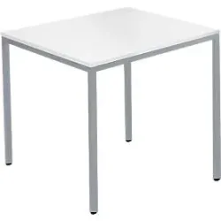 Schäfer Shop Pure Stahlrohrtisch, Rechteck, Quadratrohrfuss, B 1200 x T 700 x H 720 mm, weiss/weissaluminium