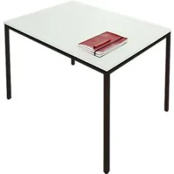 Schäfer Shop Pure Stahlrohrtisch, Rechteck, Quadratrohrfuss, B 1200 x T 700 x H 720 mm, lichtgrau/schwarz
