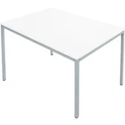 Schäfer Shop Pure Stahlrohrtisch, Rechteck, Quadratrohrfuss, B 1200 x T 800 x H 720 mm, weiss/weissaluminium