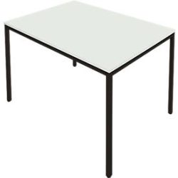 Schäfer Shop Pure Stahlrohrtisch, Rechteck, Quadratrohrfuss, B 1400 x T 700 x H 720 mm, lichtgrau/schwarz