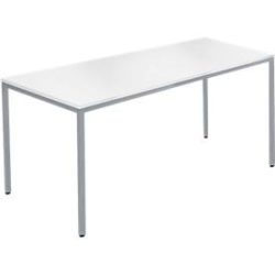 Schäfer Shop Pure Stahlrohrtisch, Rechteck, Quadratrohrfuss, B 1400 x T 800 x H 720 mm, weiss/weissaluminium