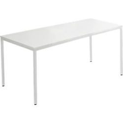 Schäfer Shop Pure Stahlrohrtisch, Rechteck, Quadratrohrfuss, B 1400 x T 800 x H 720 mm, lichtgrau/lichtgrau