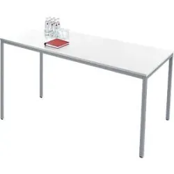 Schäfer Shop Pure Stahlrohrtisch, Rechteck, Quadratrohrfuss, B 1600 x T 700 x H 720 mm, weiss/weissaluminium