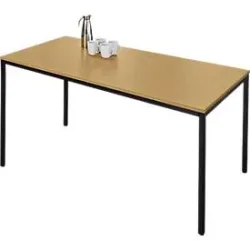 Schäfer Shop Pure Stahlrohrtisch, Rechteck, Quadratrohrfuss, B 1600 x T 700 x H 720 mm, Buche/schwarz