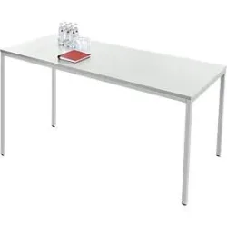 Schäfer Shop Pure Stahlrohrtisch, Rechteck, Quadratrohrfuss, B 1600 x T 700 x H 720 mm, lichtgrau/lichtgrau