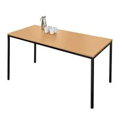 Schäfer Shop Pure Stahlrohrtisch, Rechteck, Quadratrohrfuss, B 1600 x T 800 x H 720 mm, Buche/schwarz